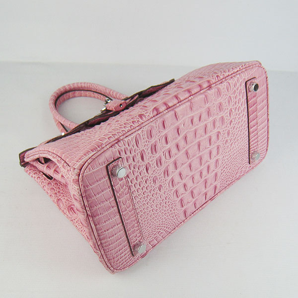 Replica Hermes Birkin 30CM Crocodile Head Veins Bag Pink 6088 On Sale - Click Image to Close
